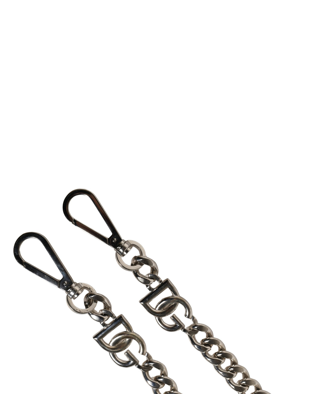 Dolce & Gabbana Tracolla Accessoria in Pelle Nera con Catena Argento