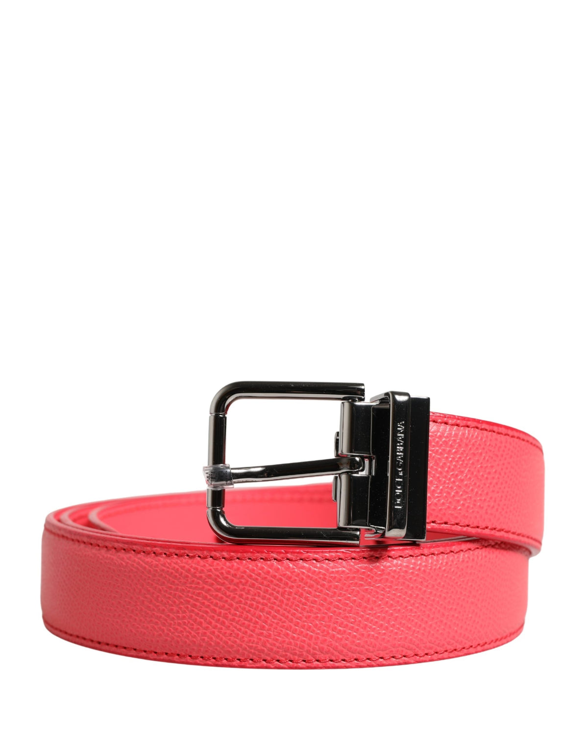 Dolce & Gabbana Cintura in pelle di vitello rosa con fibbia in metallo argentato