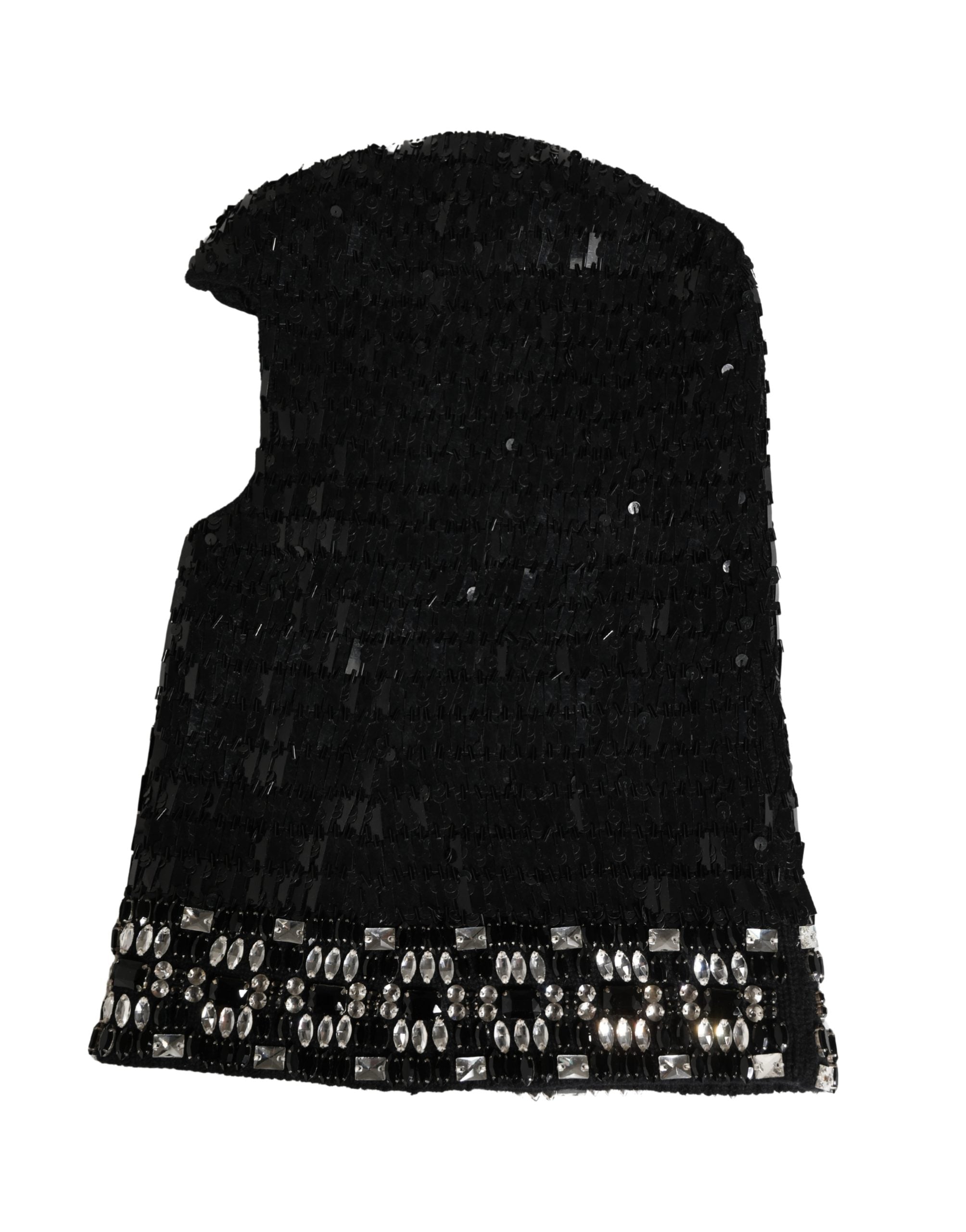 Dolce & Gabbana Passamontagna Nero in Lana con Cristalli