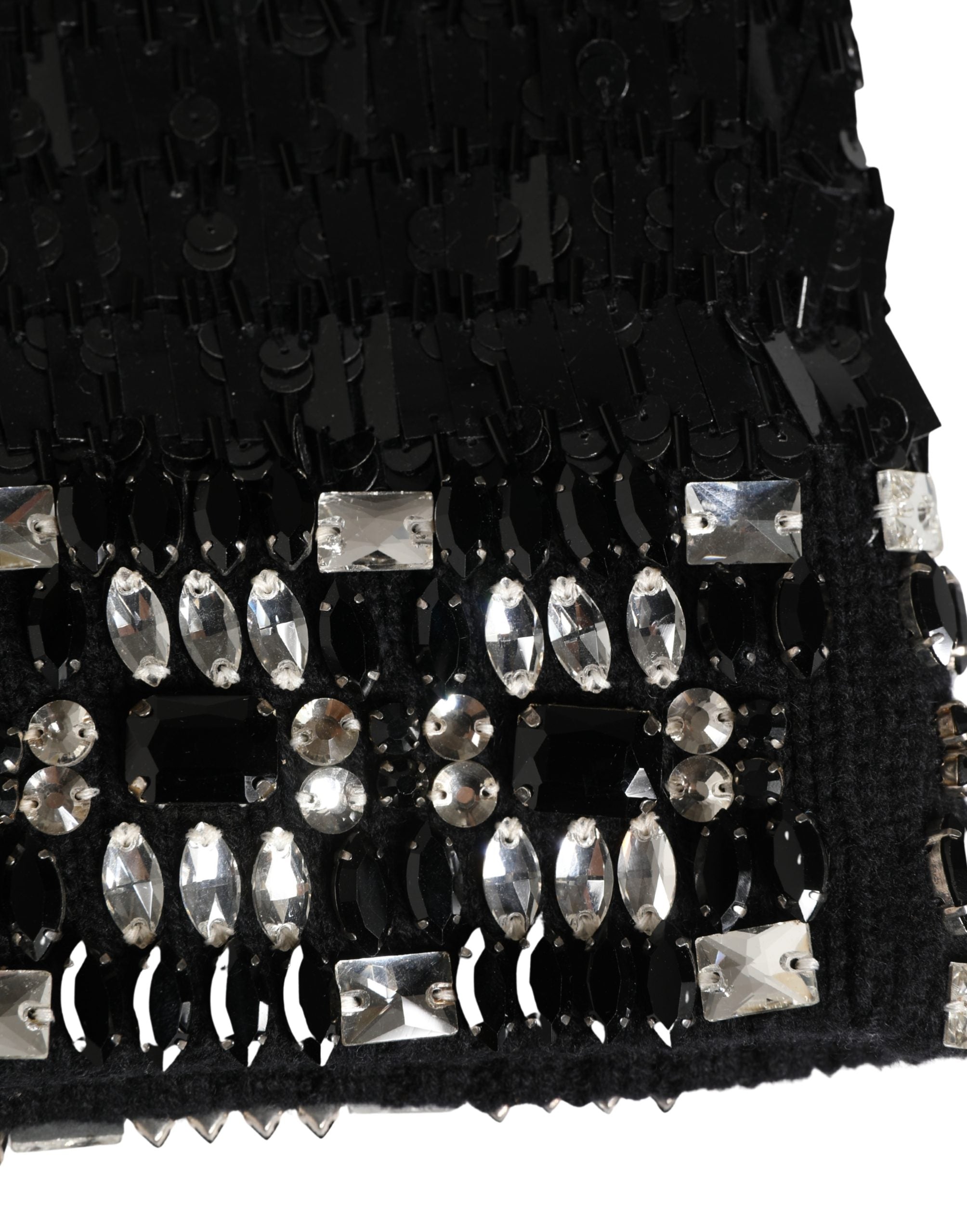 Dolce & Gabbana Passamontagna Nero in Lana con Cristalli