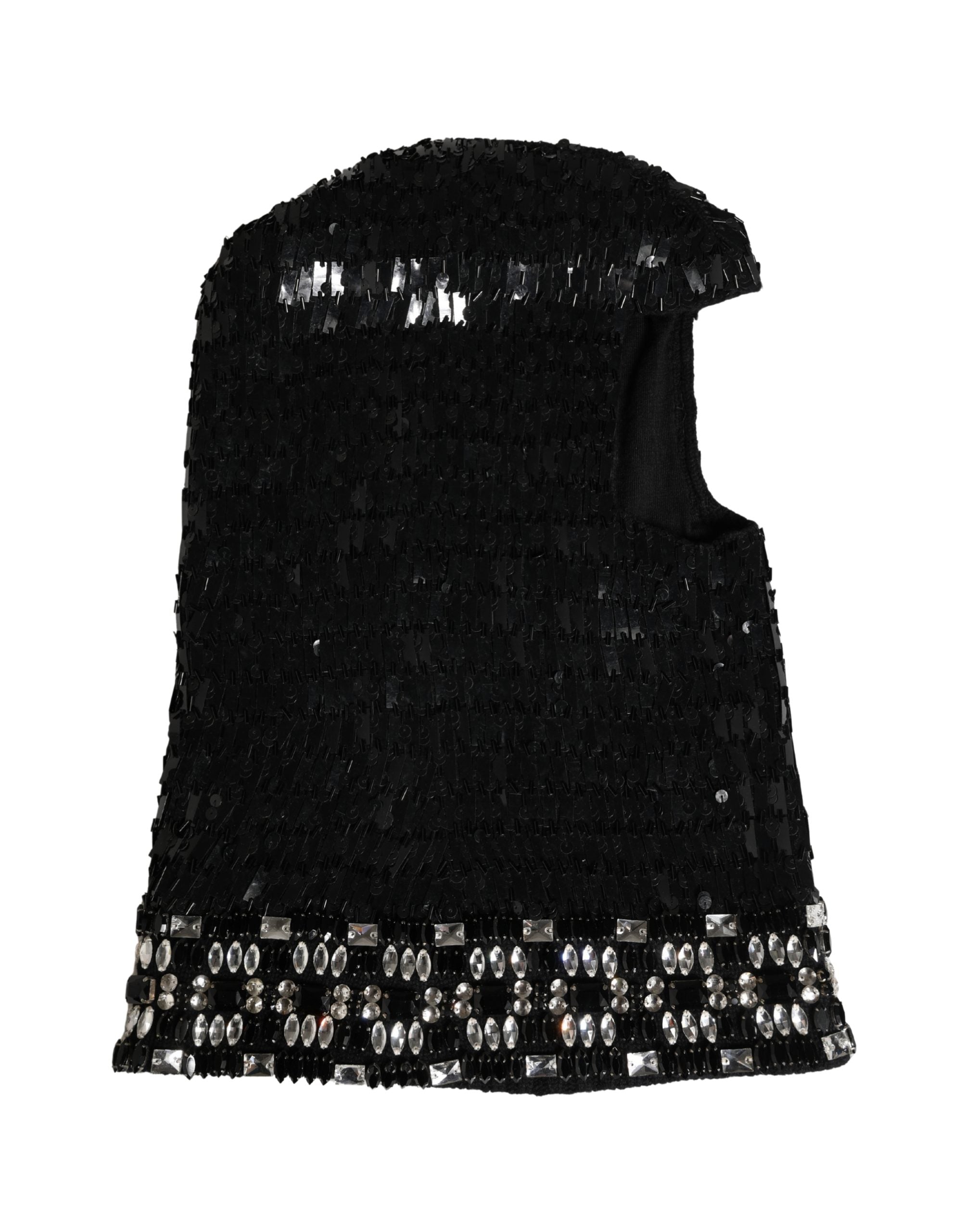 Dolce & Gabbana Passamontagna Nero in Lana con Cristalli