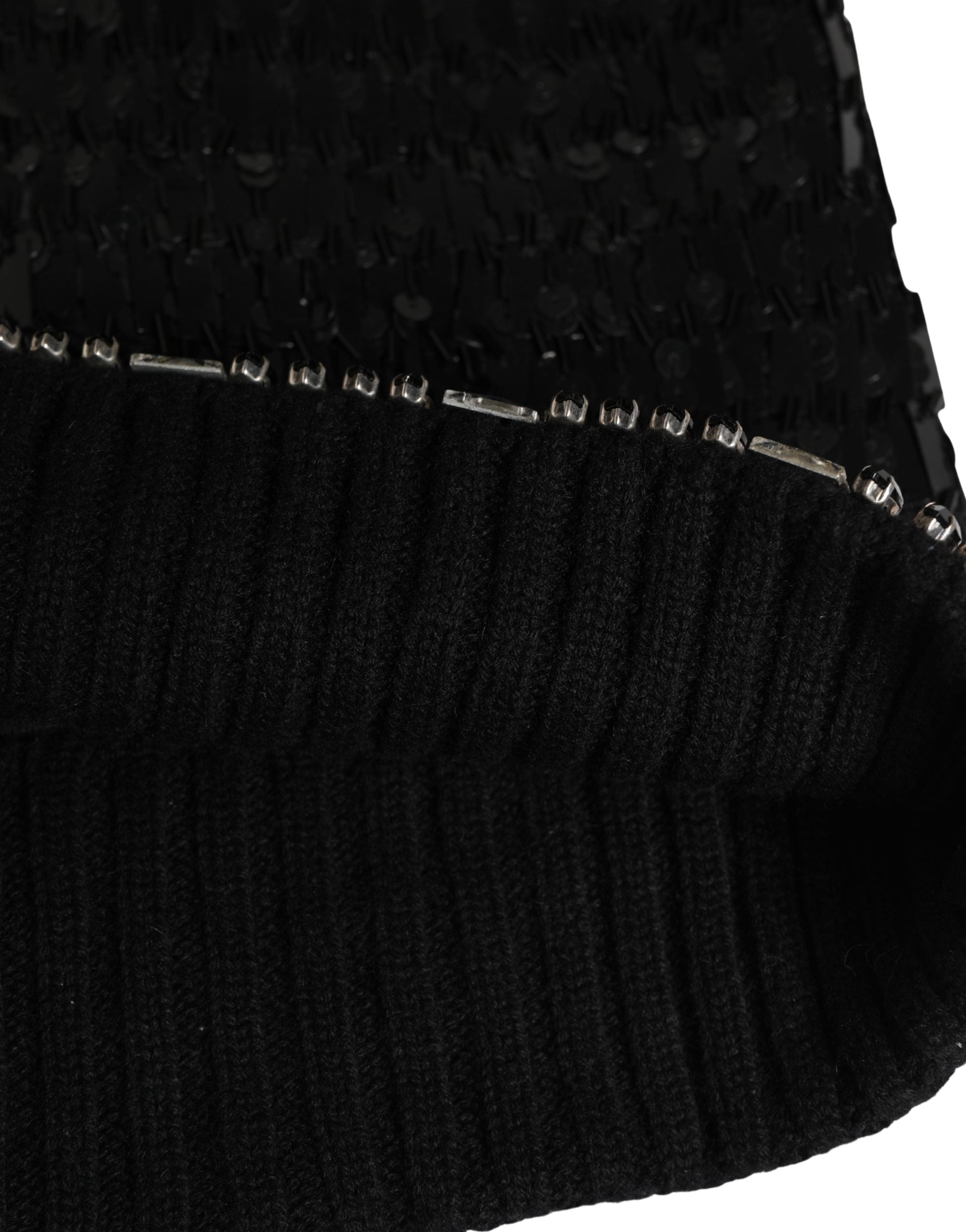 Dolce & Gabbana Passamontagna Nero in Lana con Cristalli