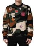 Maglione pullover Dolce & Gabbana mimetico intarsiato multicolore