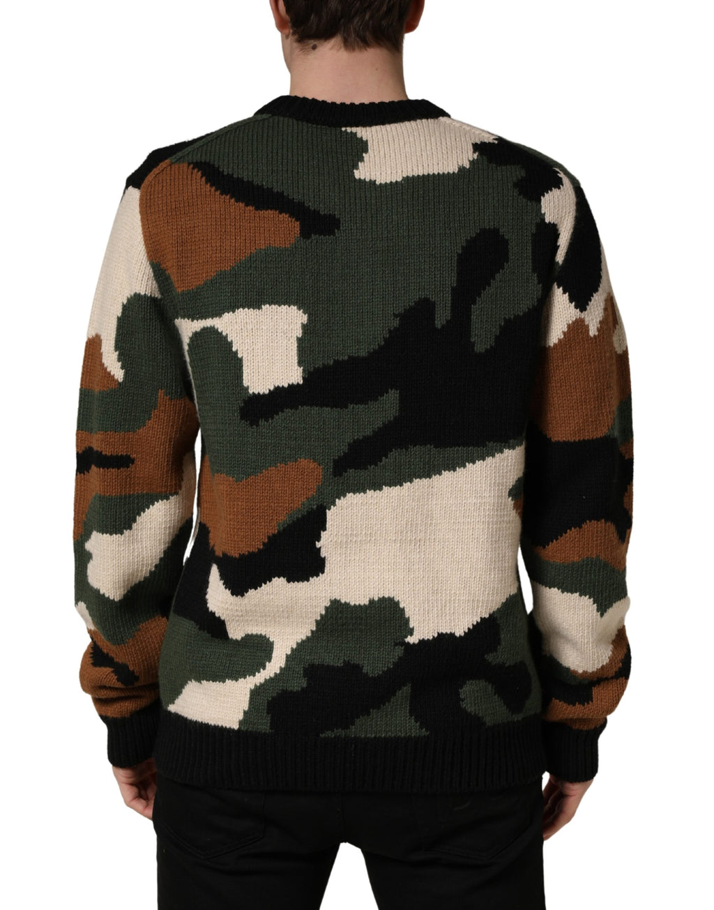 Maglione pullover Dolce & Gabbana mimetico intarsiato multicolore