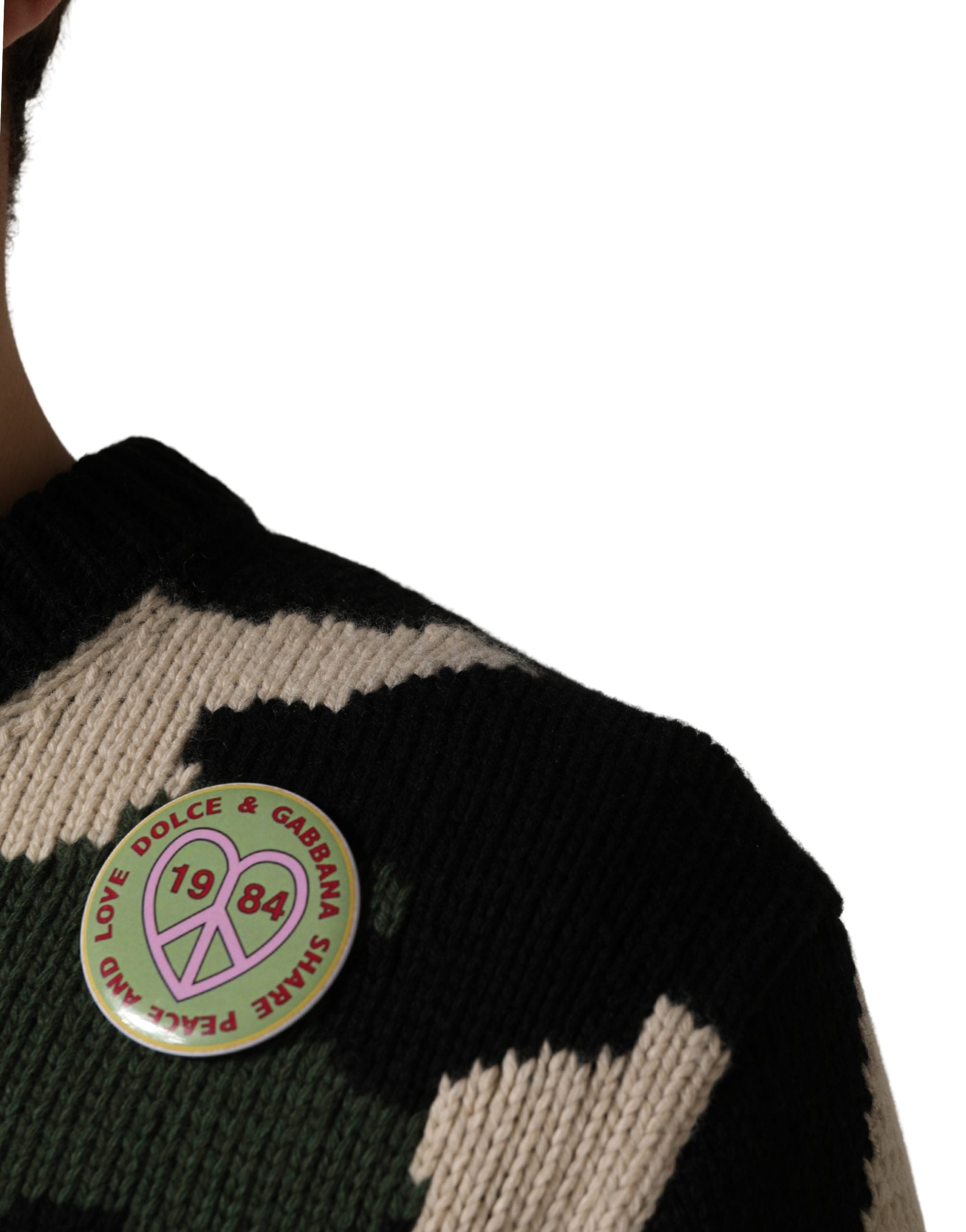 Maglione pullover Dolce & Gabbana mimetico intarsiato multicolore