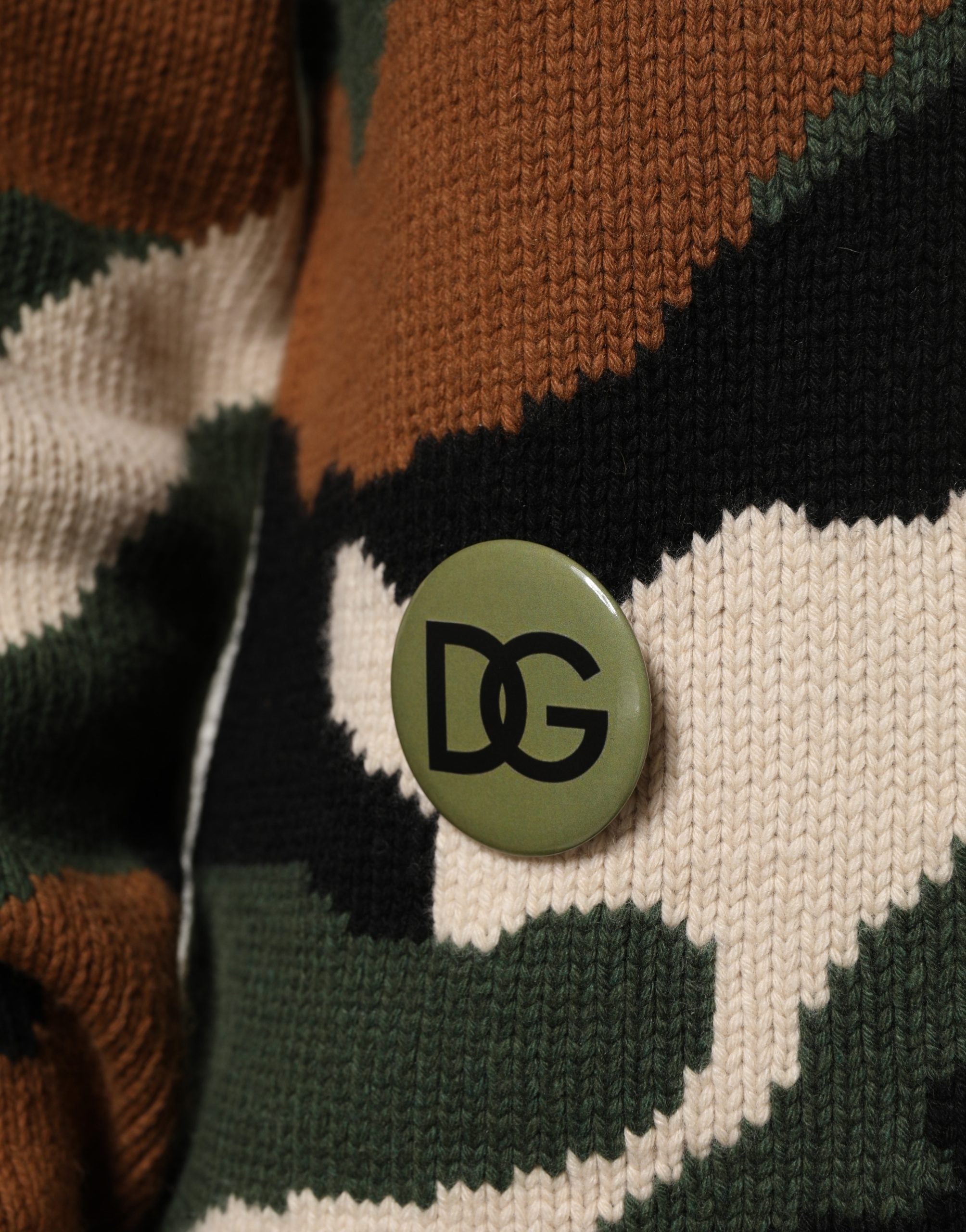 Maglione pullover Dolce & Gabbana mimetico intarsiato multicolore