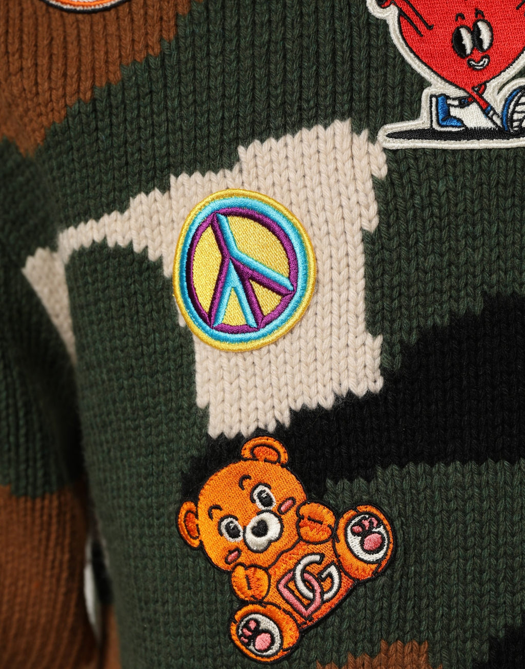 Maglione pullover Dolce & Gabbana mimetico intarsiato multicolore