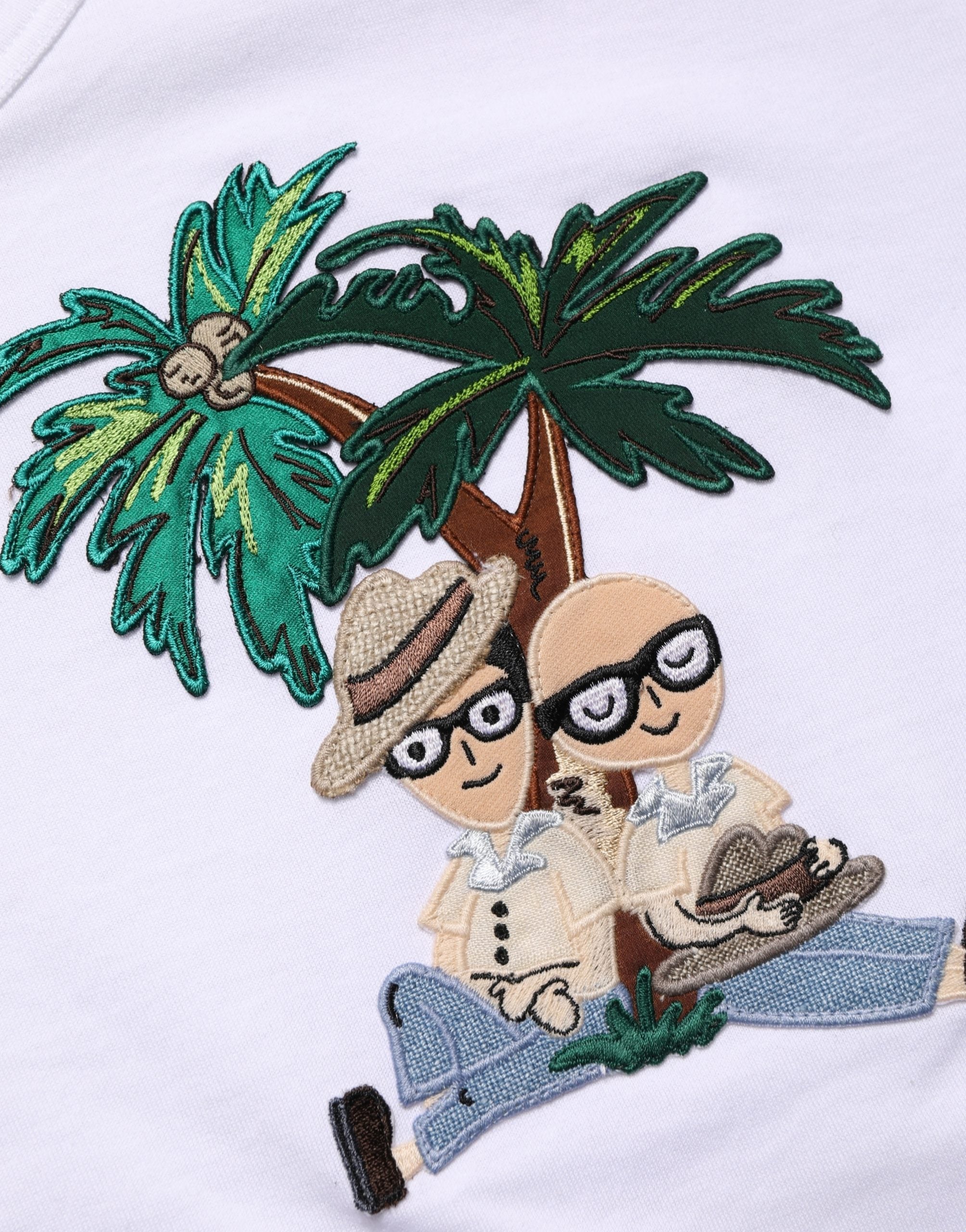 T-shirt girocollo da uomo Dolce & Gabbana bianca con ricamo a palma