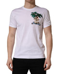 T-shirt girocollo da uomo Dolce & Gabbana bianca con ricamo a palma