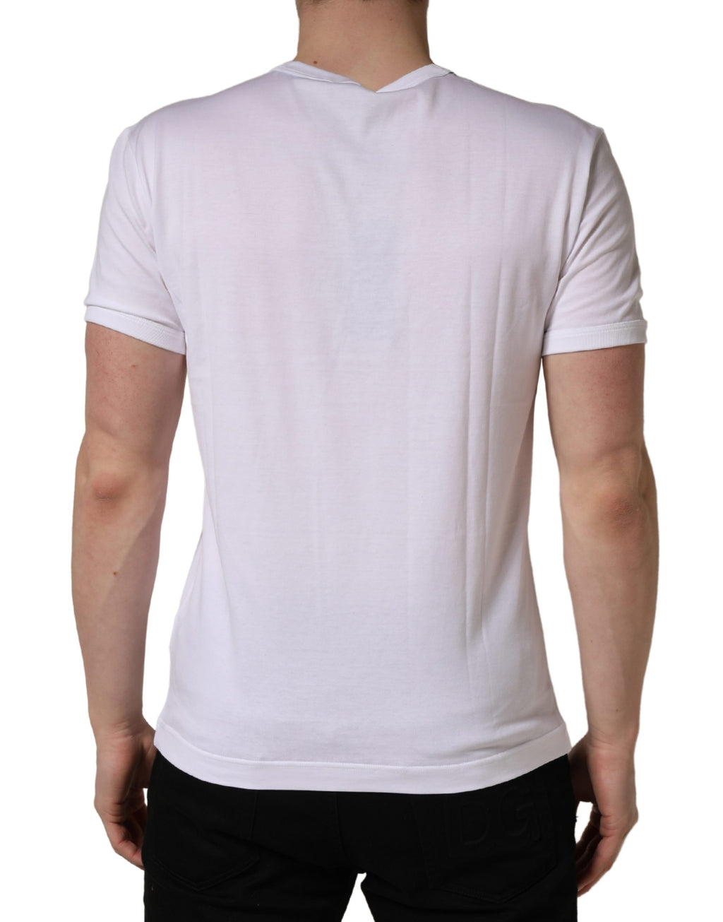 T-shirt girocollo da uomo Dolce & Gabbana bianca con ricamo a palma