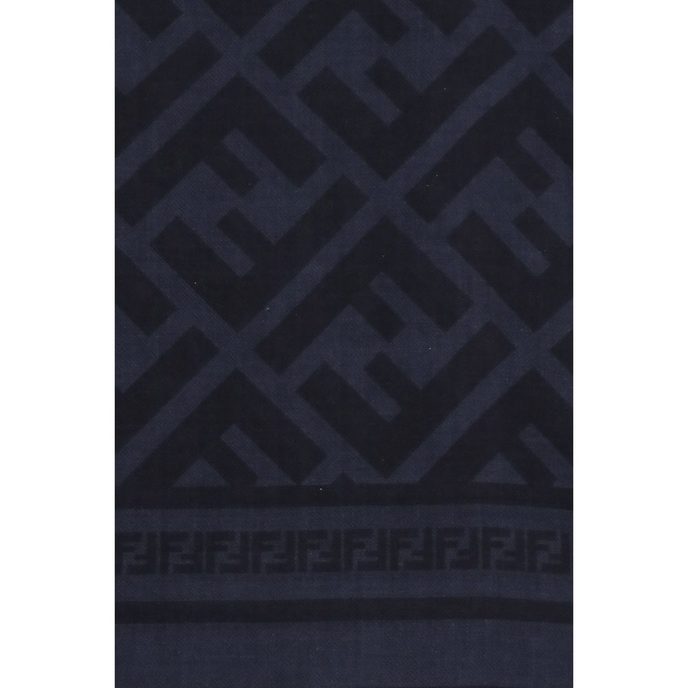 Fendi Blue Fleece Wool Scarf