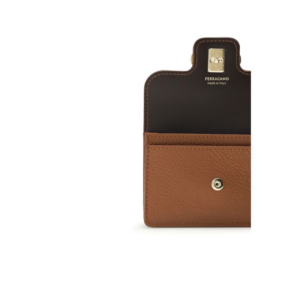Portafoglio Ferragamo in pelle di vitello marrone Bos Taurus