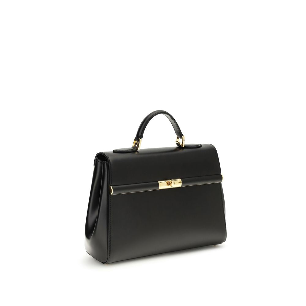 Borsa a spalla Dolce & Gabbana in pelle di vitello nera Bos Taurus