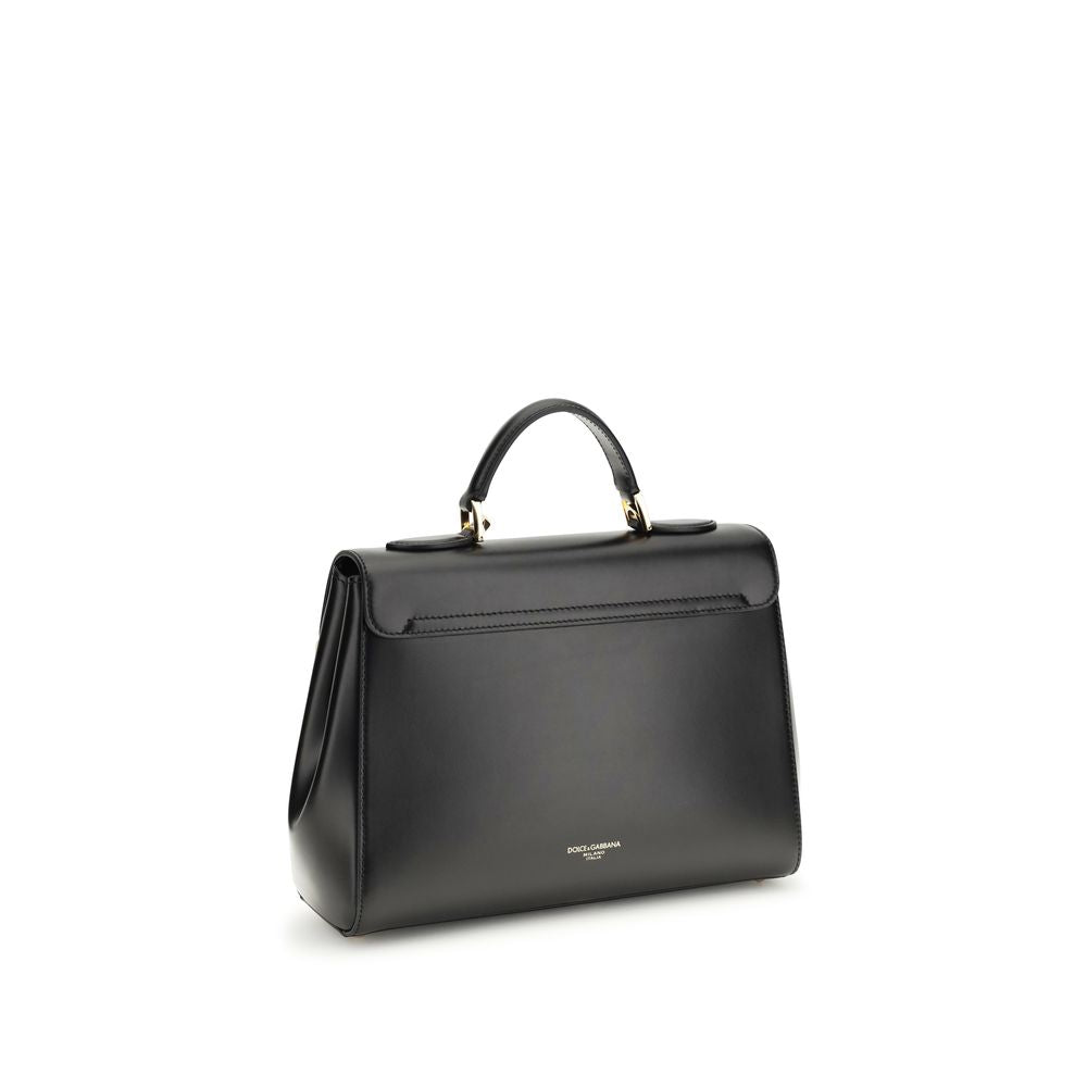 Borsa a spalla Dolce & Gabbana in pelle di vitello nera Bos Taurus