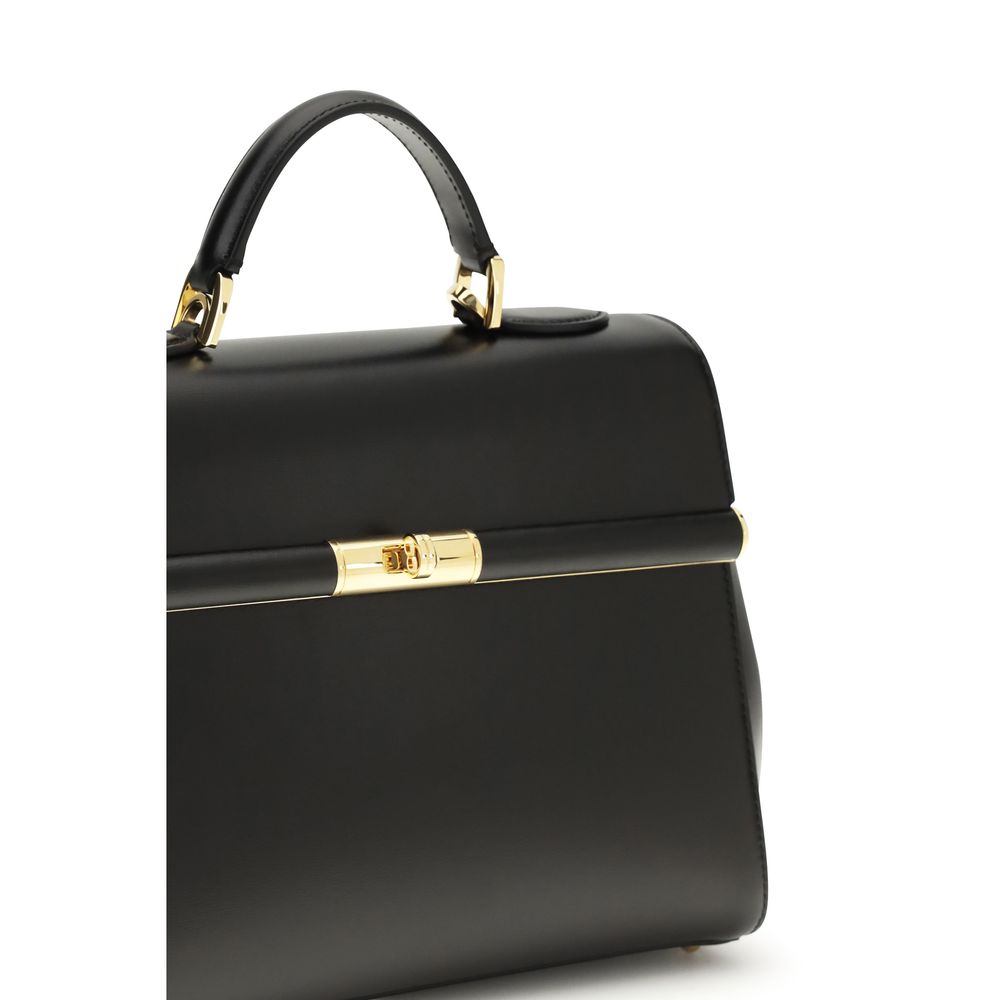 Borsa a spalla Dolce & Gabbana in pelle di vitello nera Bos Taurus