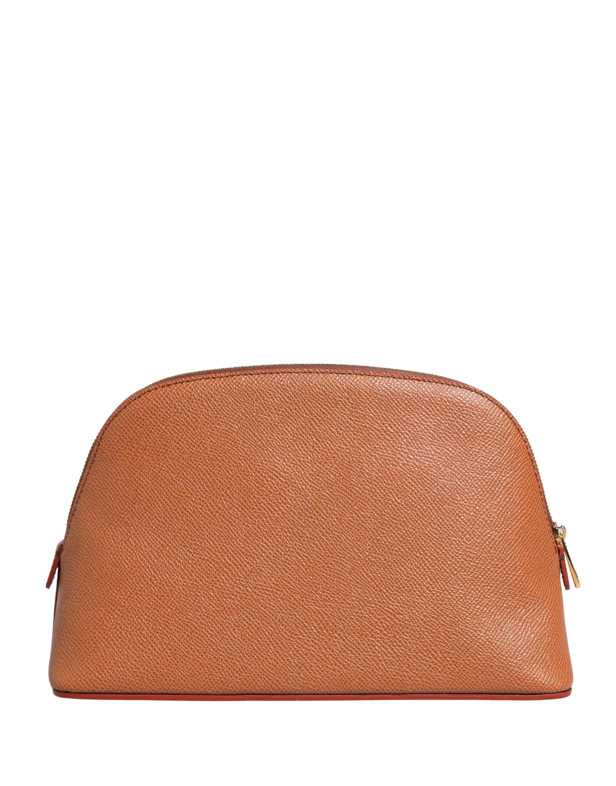 Dolce & Gabbana Portafoglio da donna con cerniera e logo DG in pelle arancione beige
