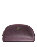 Portafoglio da polso Dolce & Gabbana in pelle viola scuro con logo DG e cerniera perimetrale