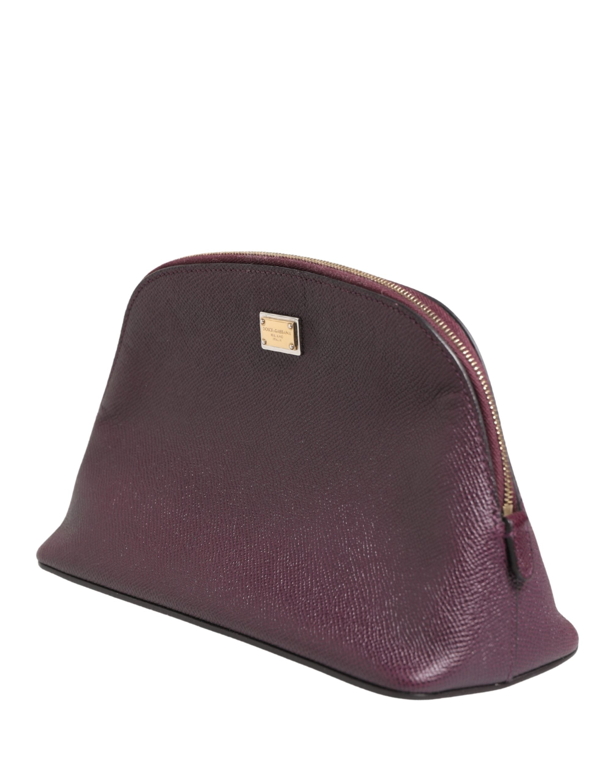 Portafoglio da polso Dolce & Gabbana in pelle viola scuro con logo DG e cerniera perimetrale