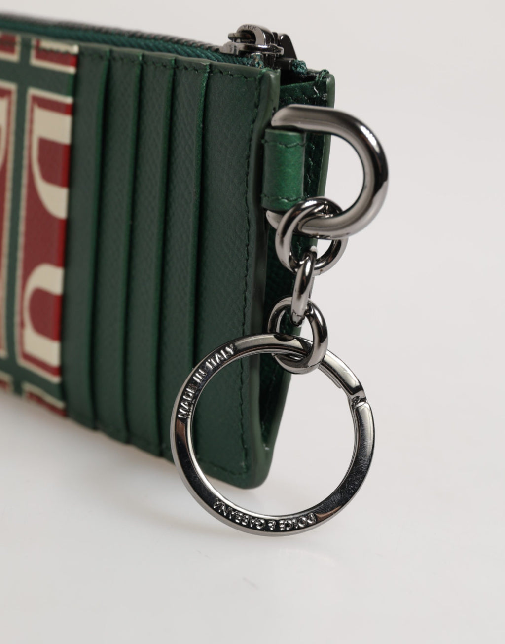 Portacarte/portafoglio Dolce & Gabbana in pelle di vitello verde con stampa logo monogram