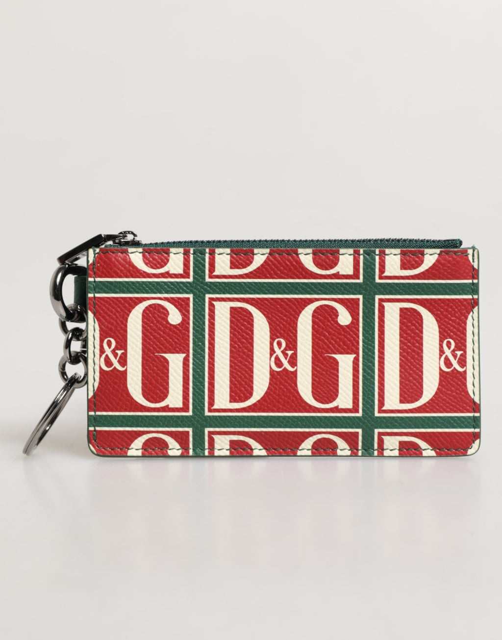 Portacarte/portafoglio Dolce & Gabbana in pelle di vitello verde con stampa logo monogram
