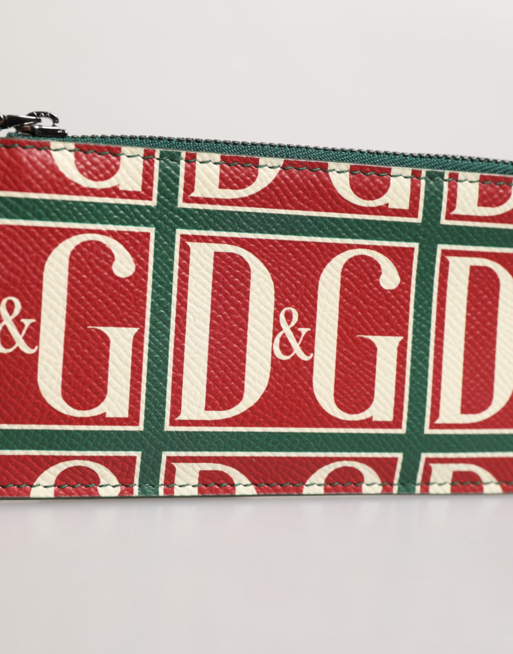 Portacarte/portafoglio Dolce & Gabbana in pelle di vitello verde con stampa logo monogram