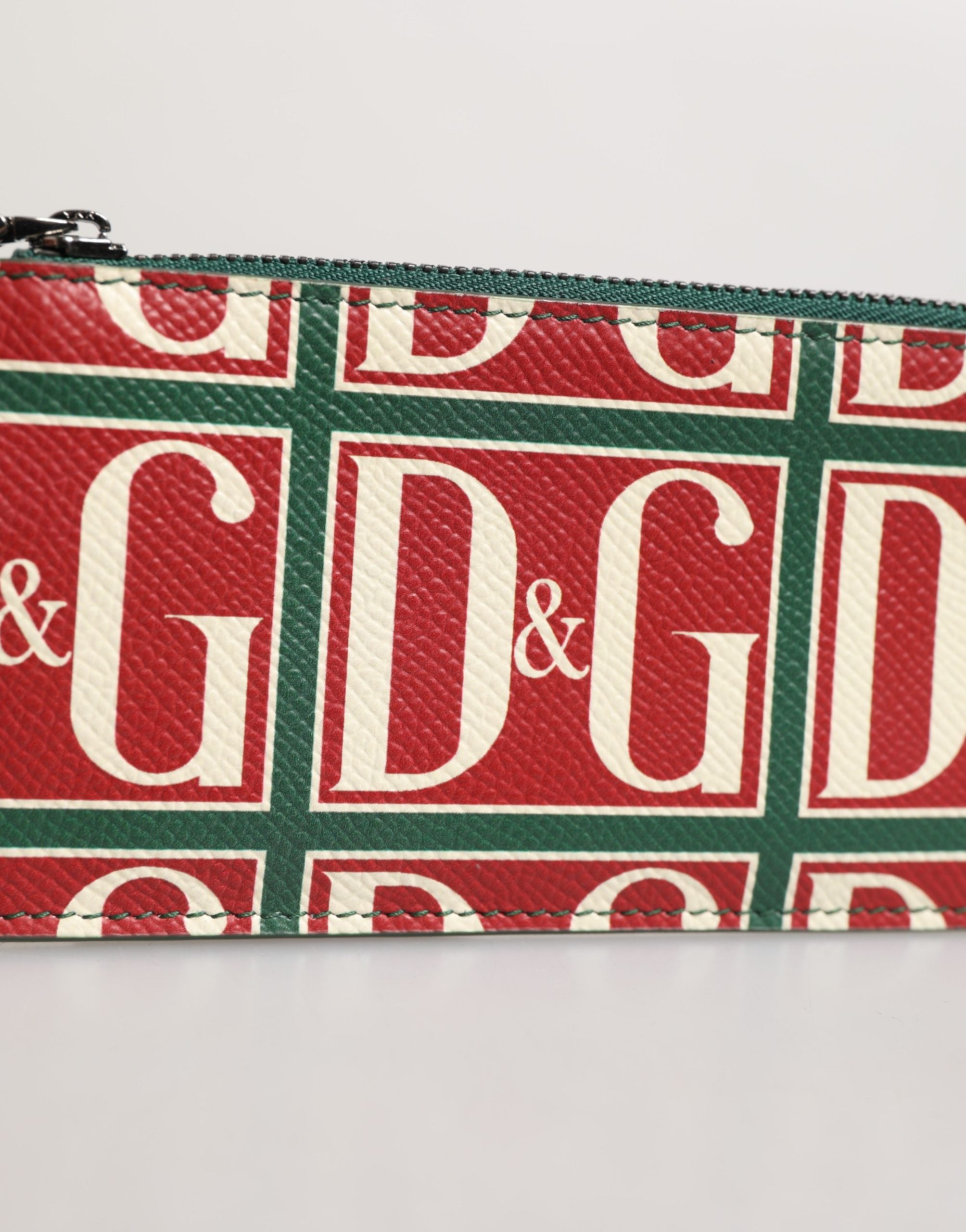 Portacarte/portafoglio Dolce & Gabbana in pelle di vitello verde con stampa logo monogram
