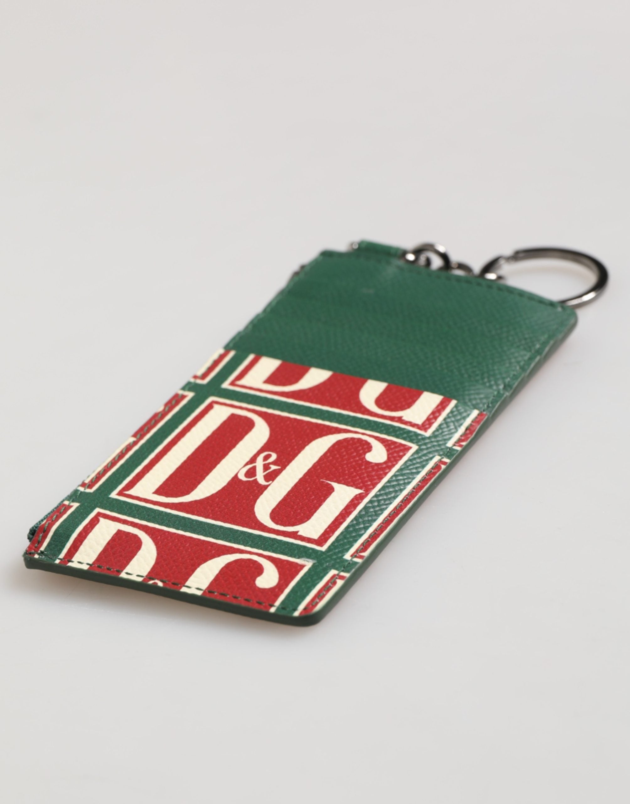 Portacarte/portafoglio Dolce & Gabbana in pelle di vitello verde con stampa logo monogram