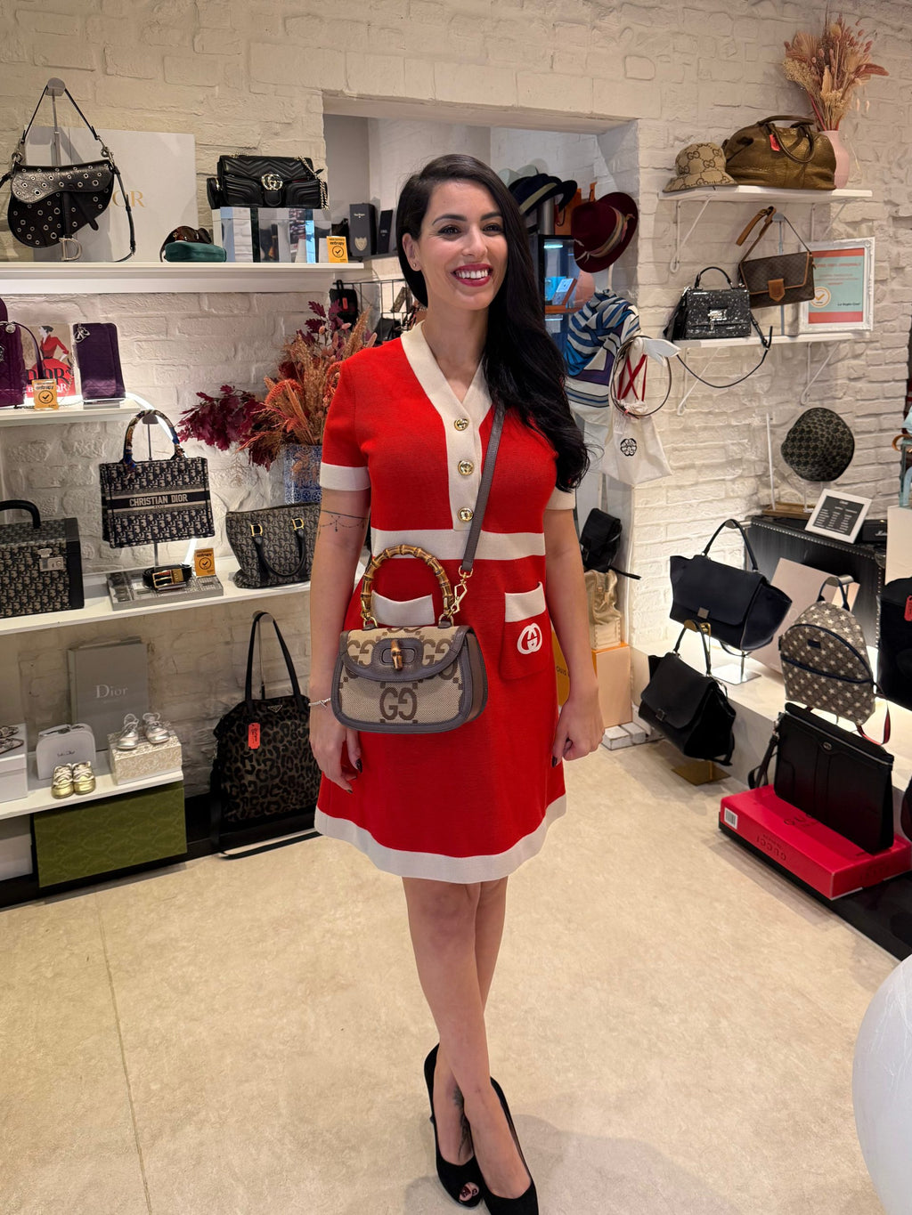 Gucci GUCCI BAMBOO 1947 Borsa a mano in tela GG