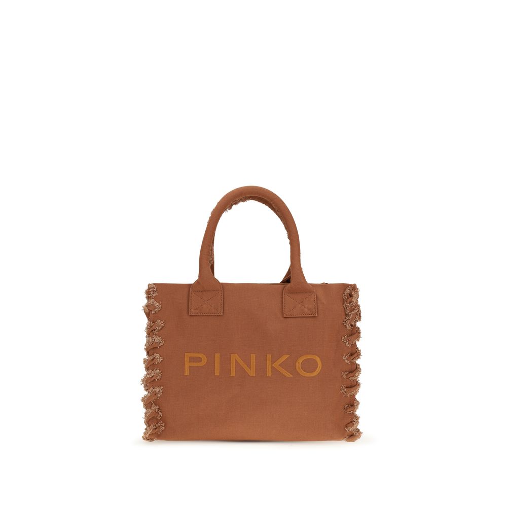 Borsa a spalla PINKO in cotone marrone
