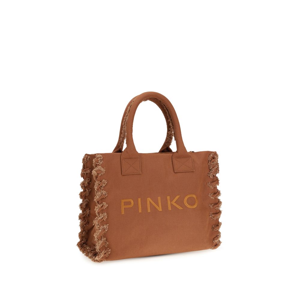Borsa a spalla PINKO in cotone marrone