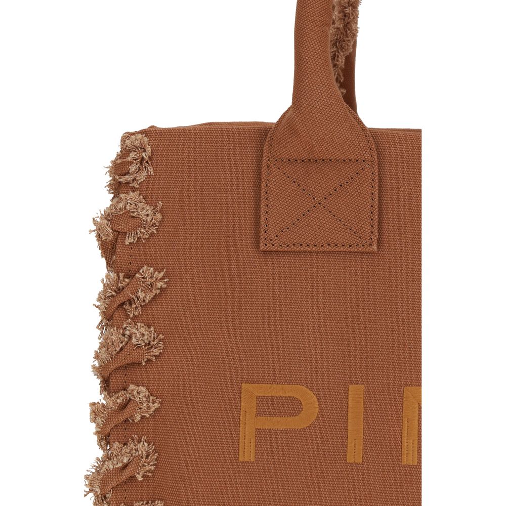 Borsa a spalla PINKO in cotone marrone