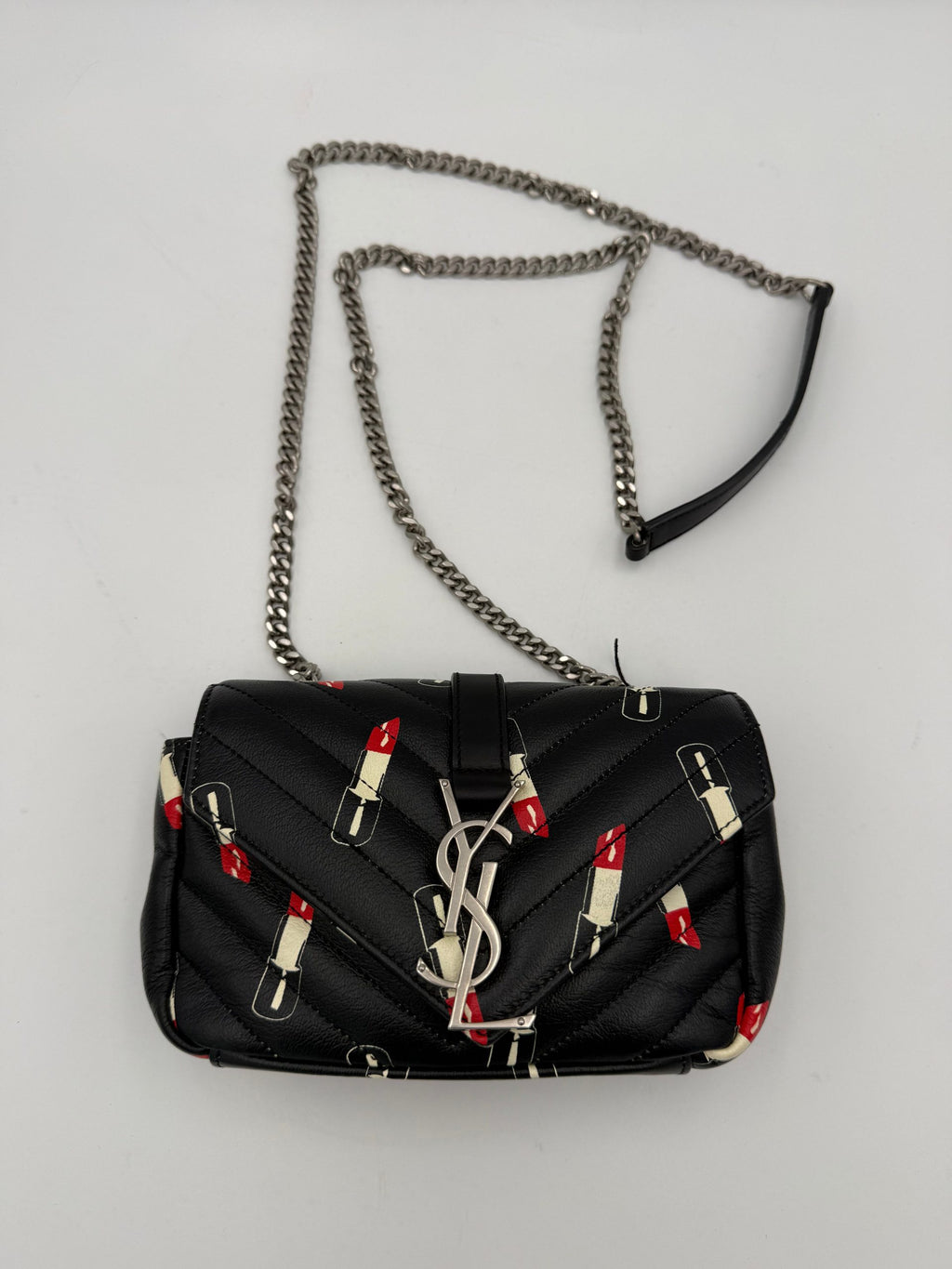 Saint Laurent MINI COLLEGE Borsa A Spalla In Pelle Lucida