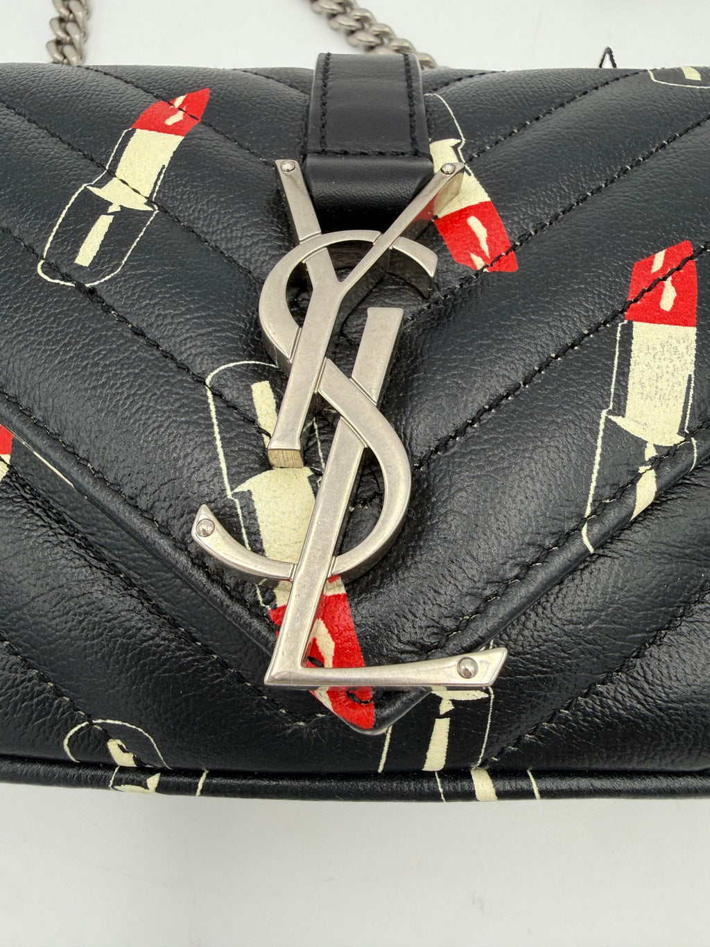 Saint Laurent MINI COLLEGE Borsa A Spalla In Pelle Lucida