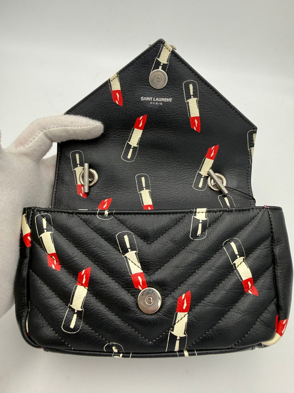 Saint Laurent MINI COLLEGE Borsa A Spalla In Pelle Lucida
