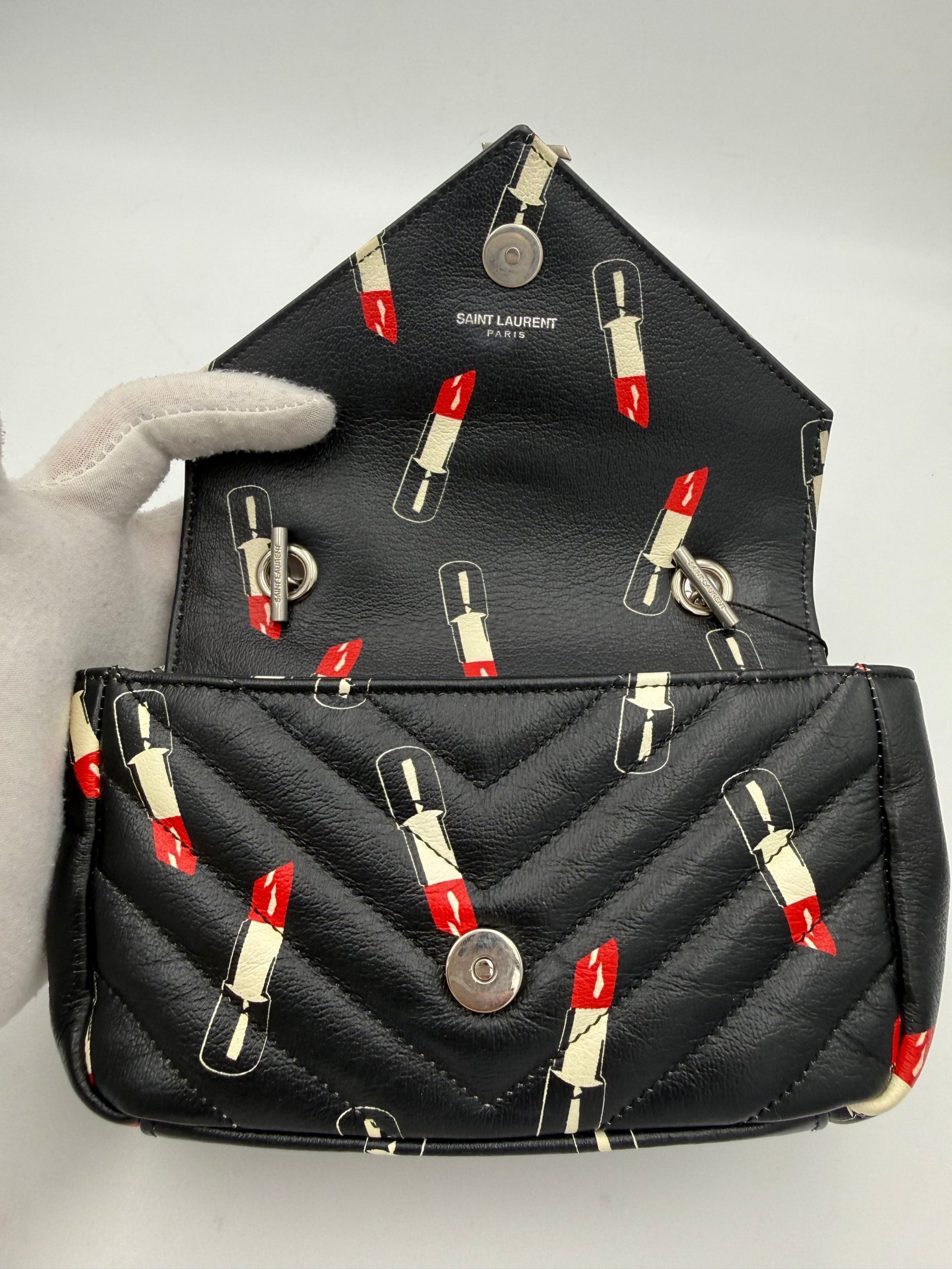 Saint Laurent MINI COLLEGE Borsa A Spalla In Pelle Lucida