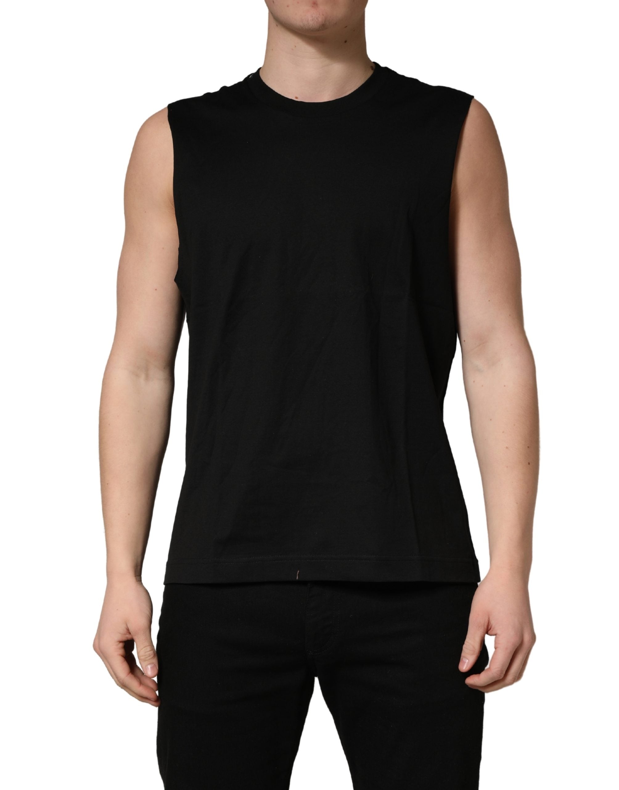 T-shirt canotta girocollo senza maniche nera Dolce & Gabbana