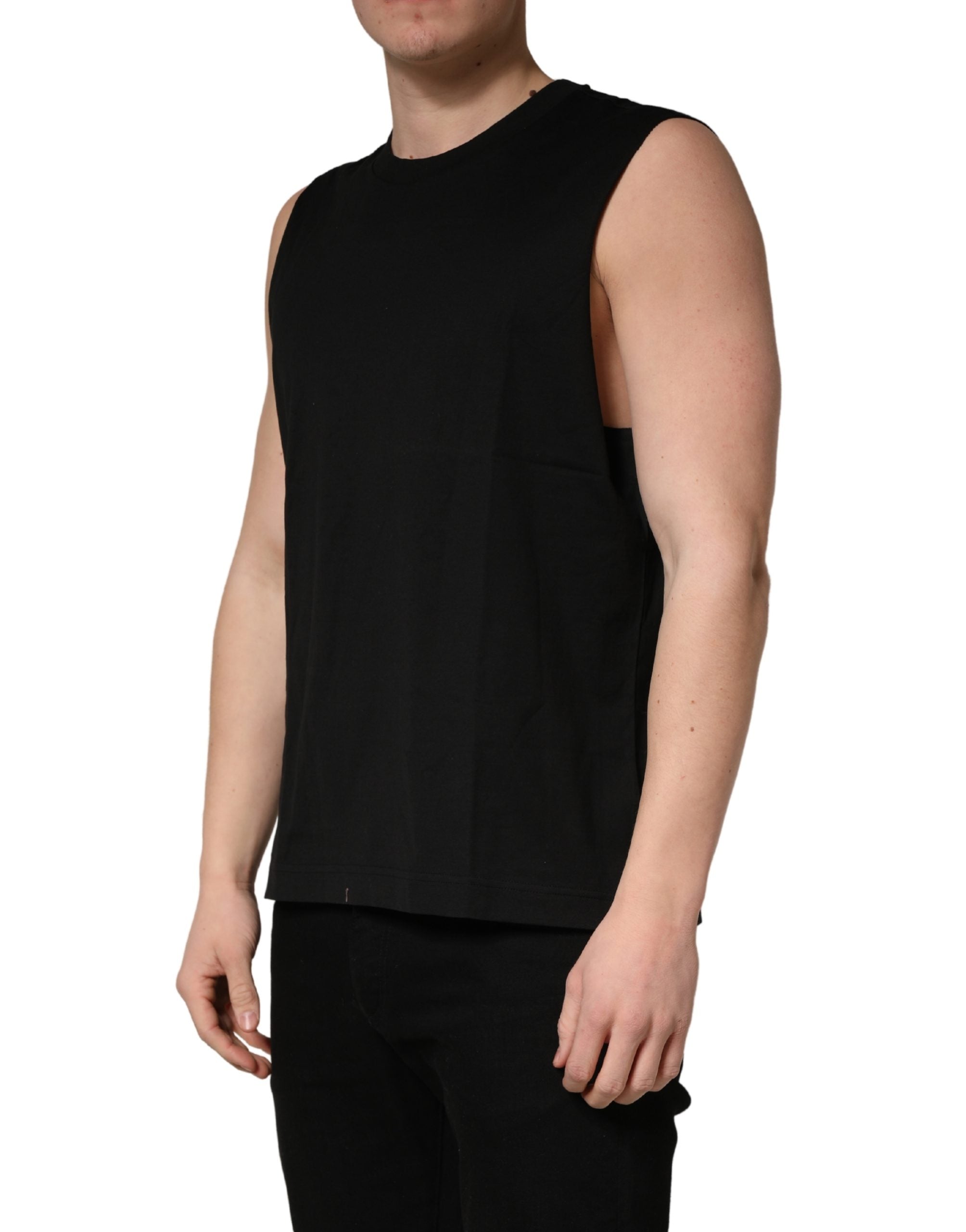 T-shirt canotta girocollo senza maniche nera Dolce & Gabbana