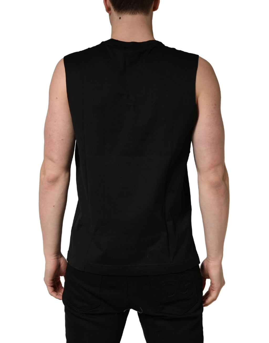 T-shirt canotta girocollo senza maniche nera Dolce & Gabbana
