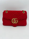 Gucci GUCCI MARMONT Borsa a mano in velluto rosso