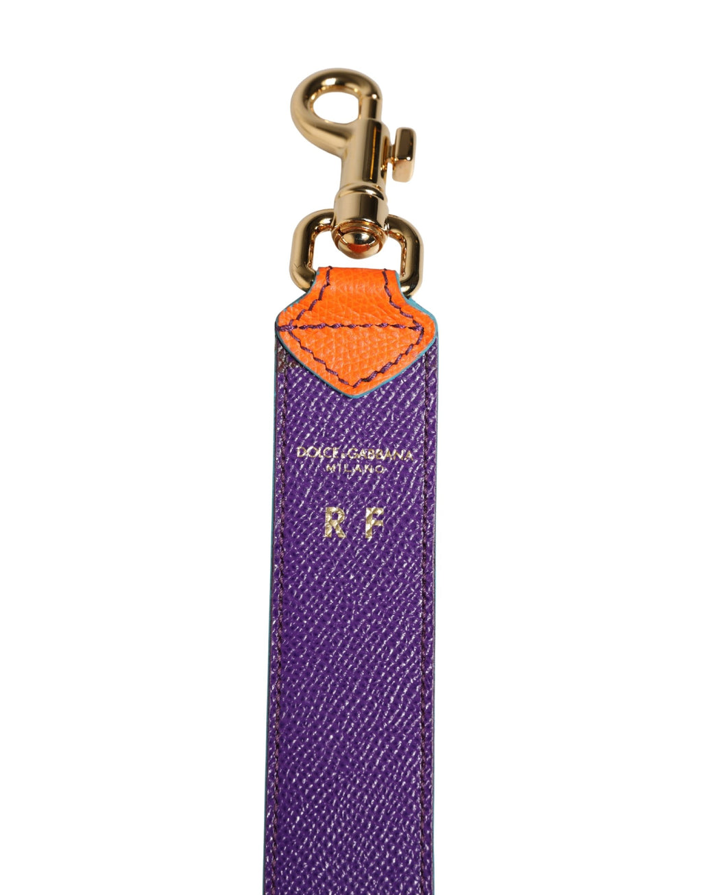 Tracolla in pelle di vitello arancione e viola Dolce & Gabbana