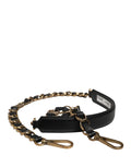 Dolce & Gabbana Tracolla Accessoria in Pelle Nera con Catena Dorata