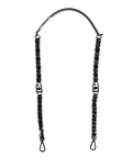 Dolce & Gabbana Tracolla Accessoria in Pelle Nera con Catena Argento