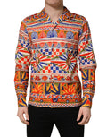 Camicia Uomo Dolce & Gabbana in Twill di Cotone Fantasia Carretto Siciliano Multicolor