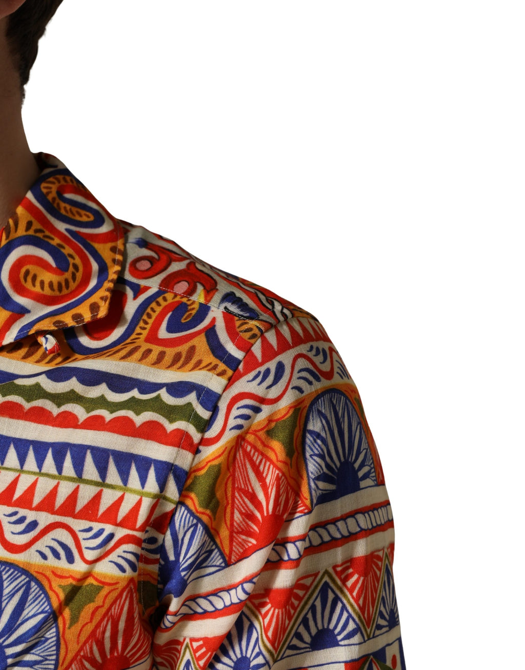 Camicia Uomo Dolce & Gabbana in Twill di Cotone Fantasia Carretto Siciliano Multicolor