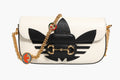 Borsa a spalla Gucci x Adidas Horsebit 1955 in pelle di vitello bianca e nera