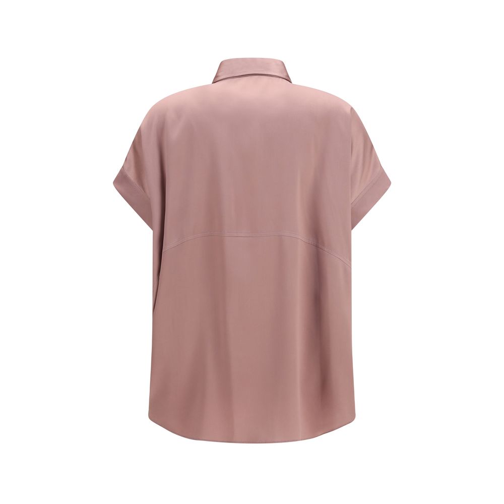 Camicia a maniche corte in seta multicolore Brunello Cucinelli