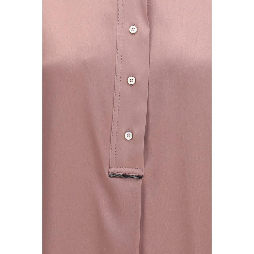 Camicia a maniche corte in seta multicolore Brunello Cucinelli