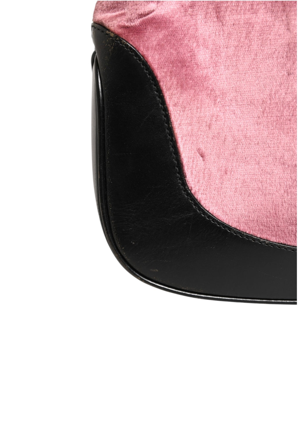 Borsa a Spalla Gucci Jackie in Velluto Rosa e Pelle Nera