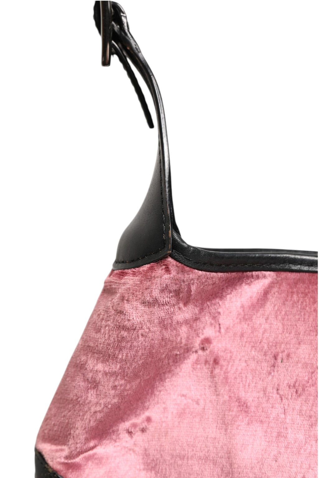 Borsa a Spalla Gucci Jackie in Velluto Rosa e Pelle Nera