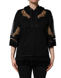 Felpa con cappuccio e nappe ricamate nera Dolce & Gabbana